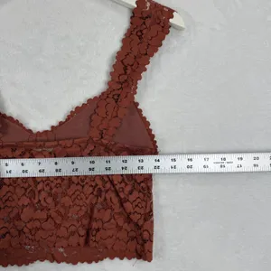Intimately Free People Adella‎ Lace Bralette Rust Orange Boho Crop Top Womens M thumbnail 3
