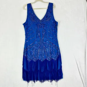 Babeyond Beaded Embroidered Fringed Flapper Dress Size 3XL US 2X Sequins Gatsby thumbnail 2