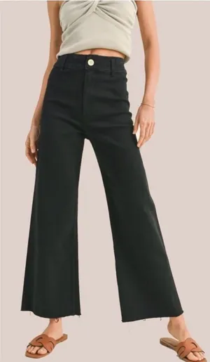 Miou muse wide leg black denim jeans sz small thumbnail 1