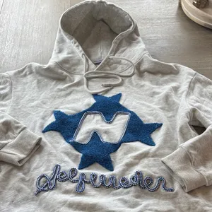 Aelfric Eden Cream Hoodie with Blue Appliqué thumbnail 1
