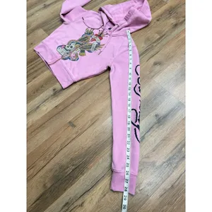 Ed Hardy Women S Pink Zip Hoodie New York City Skull Tattoo Y2K Graphic thumbnail 8
