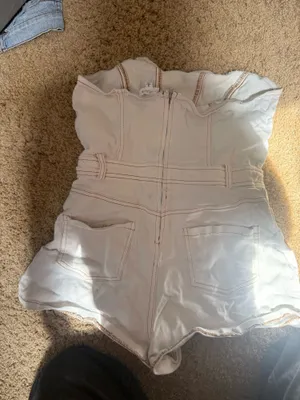 Le Lis White Denim Romper thumbnail 2