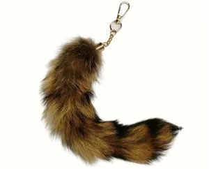 Brown and black striped raccoon tail keychain #raccoon #animal thumbnail 5