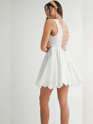 NWT Mabel TALORE LACE UP BACK EYELET DRESS thumbnail 3