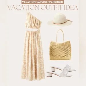 Abercrombie & Fitch One Shoulder Tan Floral Cutout Tropical Vacation Midi Dress thumbnail 8