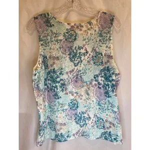 Christopher Banks NWT Woman L Sleeveless Scoop Neck Soft Floral Cottagecore Top thumbnail 7
