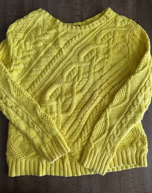 Polo Ralph Lauren Vintage Chunky Cable Knit Sweater Yellow Size L 100% Cotton thumbnail 1