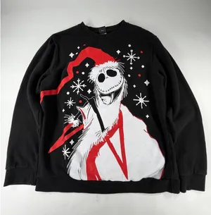 Disney Nightmare Before Christmas Jack Skellington Sandy Claws Sweatshirt M thumbnail 1