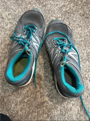 New Balance Women’s Gray and Teal Athletic Sneakers thumbnail 1