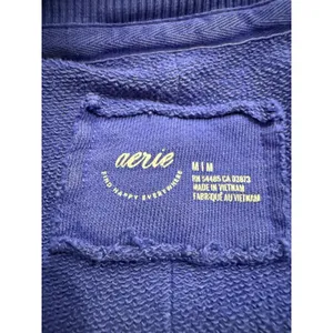 Aerie Self Care Club‎ Blue Oversized Sweatshirt Womens Medium Exposed Seam Crew thumbnail 6