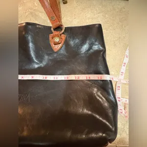 Valentina Black and Brown Shoulder Bag with Leather Handles thumbnail 15