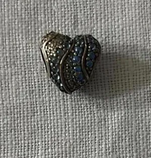 Pandora Heart-Shaped Silver and Blue Stone Pendant bracelet charm thumbnail 1