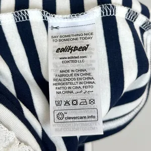 EDIKTED Stripe Lace Trim Tube Top in Navy-and-white Size Small thumbnail 4