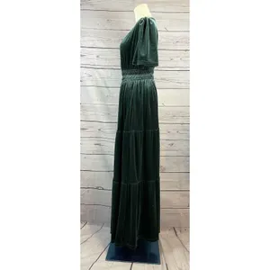 Baltic Born Artemis Velvet Maxi Dress Women’s S Green Tiered V-Neck Formal Dres thumbnail 2