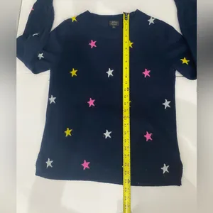 J.Crew Everyday Cashmere Navy Star Crewneck Sweater Size Medium thumbnail 5