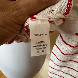 27 Miles Malibu Leah Cotton Striped Crew Sweater in Cloud White Flame red NEW XS thumbnail 8