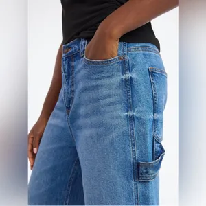 SCOOP Womens Baggy Carpenter Jeans Size 8 Distressed Adjustable Waist New thumbnail 5