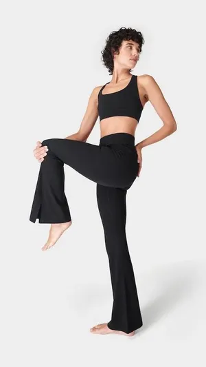 Sweaty Betty Super Soft Flare Yoga Trousers Black Yoga Athleisure Womens‎ 10 thumbnail 1
