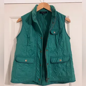 Talbots Green‎ Hunting Vest Fall Diamond Quilted Quilt Vest Fleece Lined thumbnail 2