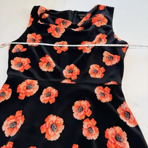 Talbots Coral Poppy Floral Cowl Neck Sleeveless Flare Midi Dress Size 10 thumbnail 8