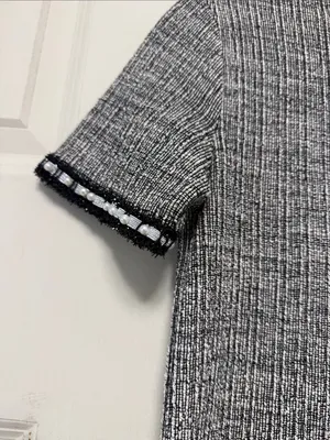 Zara Gray and Black Tweed-Effect Mini Dress thumbnail 4