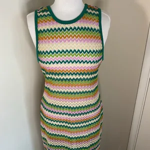 Miken Swim Colorful Knit Chevron Swim Coverup Sleeveless Zig Zag Pattern Size XL thumbnail 3