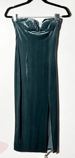 Selfie Leslie Must Be Fate Velvet Midi Dress Small Blue Luxury Glam thumbnail 1