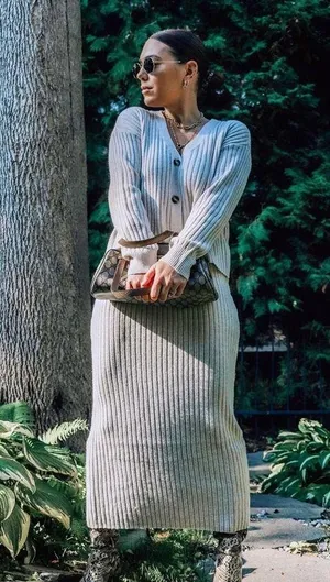 Current Air Trend Savvy Midi Ribbed Knit Cardigan and Skirt Set thumbnail 11
