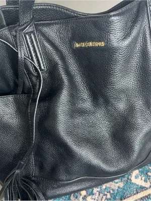 MICHAEL Michael Kors Black Pebbled Leather Shoulder Tote with Gold Logo thumbnail 9