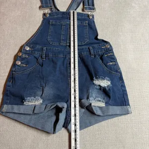 Denim Overalls Distressed‎ Ripped Shortalls Small Blue Summer Festival Wear thumbnail 4