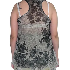 Y2K Green floral tank top. Size L thumbnail 4