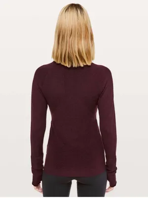 Lululemon Burgundy Wool Full Zip Mock Neck Sweater Jacket Women's thumbnail 9