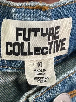 Future Collective Women's 10 Colorblock Denim Olive Cargo Pants Boho preowned go thumbnail 7