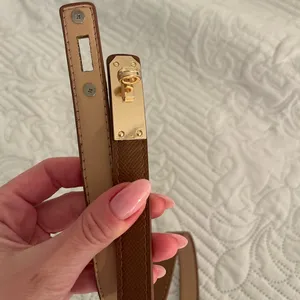 Nwot Thin Brown Gold Buckle Belt Pu Leather thumbnail 4