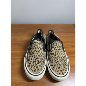 VANS WOMENS Mini Leopard Print SF Slip-On Sneakers Suede Marshmallow Size 9.5 thumbnail 2