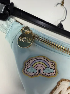 Stoney Clover Lane Fanny Pack MIL Rainbow Stars Light Blue Aqua Belt Bag thumbnail 3