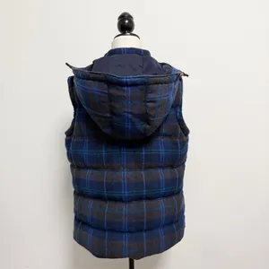 Boden Blue Brown Plaid Wool Blend Zip Up Hooded Puffer Pembroke Down Vest 6 thumbnail 6