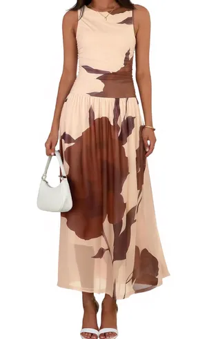 Summer Floral Maxi Dress Sleeveless A Line Beach Tank Dress thumbnail 2