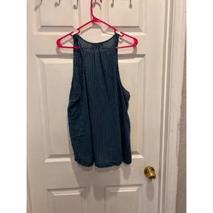 Lou & Grey‎ Womens Teal Black Striped Cotton Tank Top Scoop Neck Large Lagenlook thumbnail 6