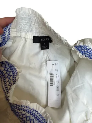 🌊 J.Crew Eyelet‎ Ruffle Midi Skirt Small NWT Boho Coastal 🌊 thumbnail 4