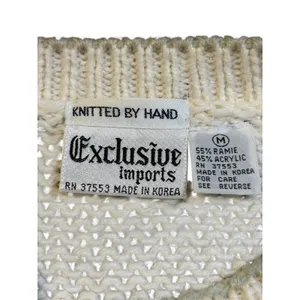 Exclusive Imports Sweater Medium Pastel Pink Blue Fair Isle Hand Knitted Vintage thumbnail 5