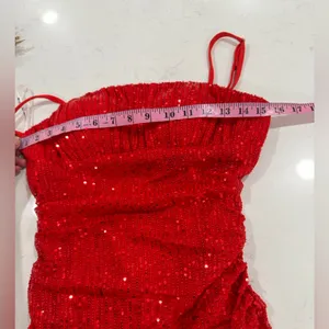 Bold Red Strapless Dress Size 6 thumbnail 5