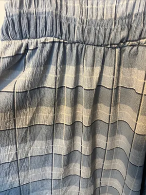 LuLaRoe Alina Light Blue Plaid Smocked Midi Dress thumbnail 3