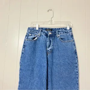 White Fox High Rise Wide Leg Jeans Blue Raw Hem Size M thumbnail 3