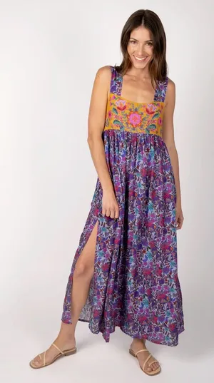 NWT Natural life Tricia maxi dress in dark purple daisies thumbnail 1