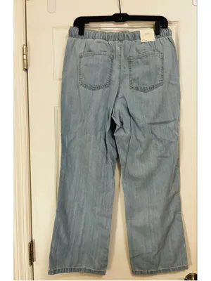 Banana Republic Wide Leg Jeans Size Small Light Blue Drawstring Waist thumbnail 3