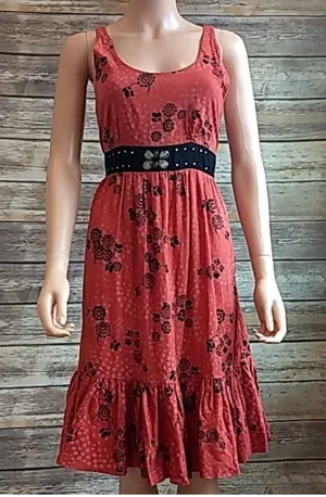 Free People Burnt Orange Butterfly Dress thumbnail 1