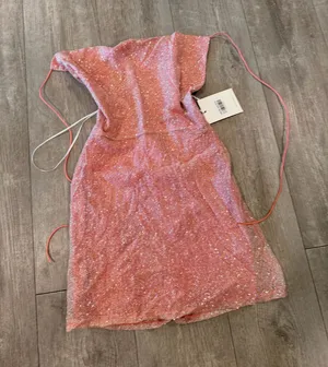 Hello Molly Glitter Pink Strapless Mini Dress thumbnail 1