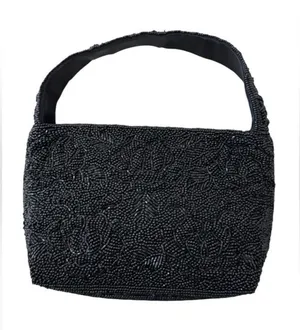 Vintage La Regale Black Beaded Evening Handbag thumbnail 1