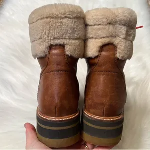 Clarks Orianna Hiker Boots Brown Leather Fur Trim Women’s size 7 thumbnail 7